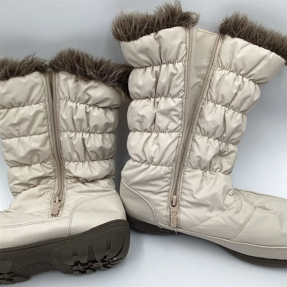 Totes Women's Ivory Waterproof‎ Mid-Calf Snow Boots Size 10 Winter Casual